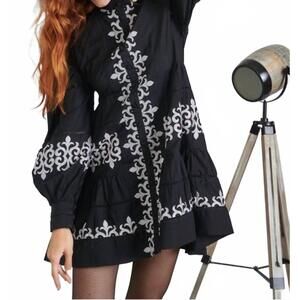 NEW LACE embroidery mini dress in black\ white